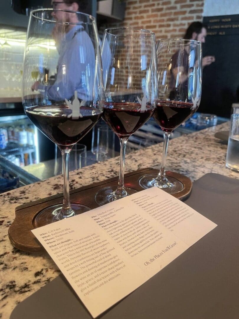 One of the best things about the Wine Kitchen on the Creek in Frederick are the wine flights.